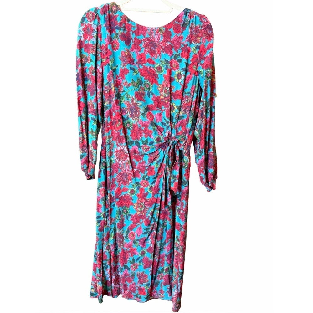 Talbots Petite Romantic Floral Side-Tie Midi Dress | 12P 🌸 - Picture 4 of 16